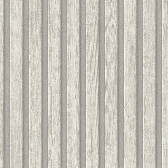 Wooden Slat 3D Wallpaper - Light Grey Sample