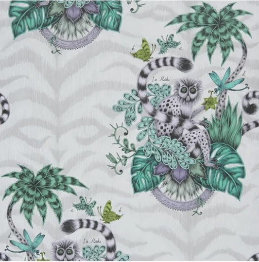 Clarke & Clarke Lemur Wallpaper- Jungle Sample