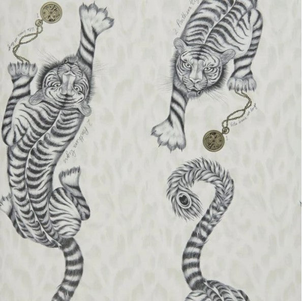 Clarke & Clarke Tigris Wallpaper- Monochrome Sample