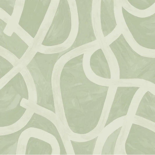 Linear Swirl Wallpaper Sage Sample