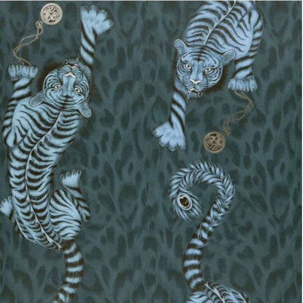 Clarke & Clarke Tigris Wallpaper- Navy Sample