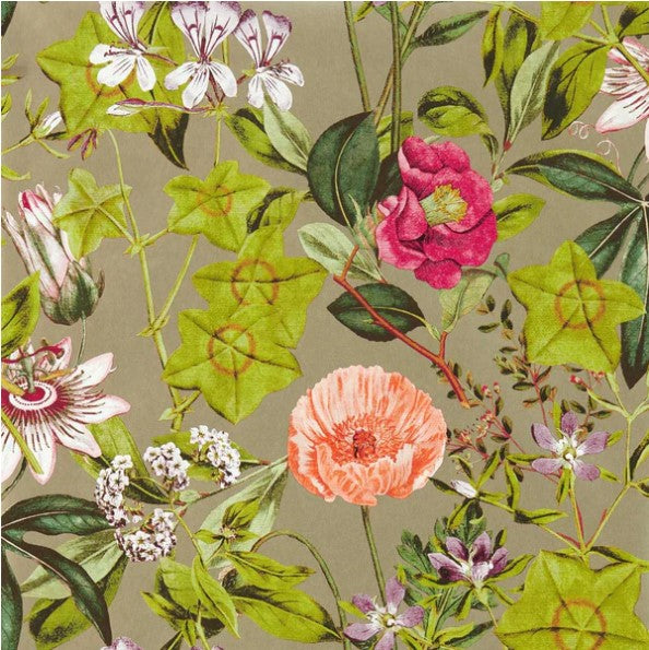 Clarke & Clarke Passiflora Wallpaper - Mulberry/Gilver Sample