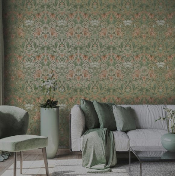 Emiliana Vintage Floral Champagne Wallpaper Sample