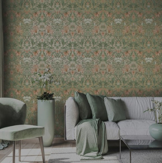 Emiliana Vintage Floral Champagne Wallpaper Sample