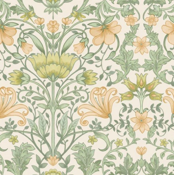 Vintage Floral Wallpaper Ochre Sample