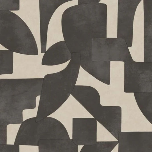 Linnet Geometric Wallpaper - Cream & Charcoal Sample