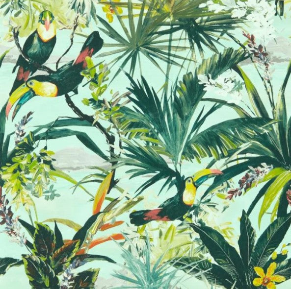 Clarke & Clarke Toucan Wallpaper - Sky Sample