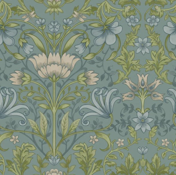 Emiliana Vintage Floral Soft Blue Wallpaper Sample