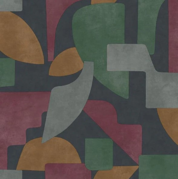 Linnet Geometric Wallpaper - Navy & Berry Sample