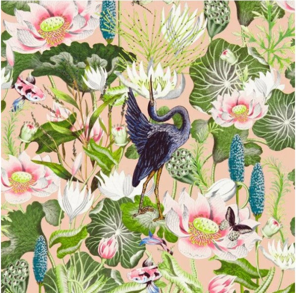 Clarke & Clarke Waterlily Wallpaper - Blush Sample