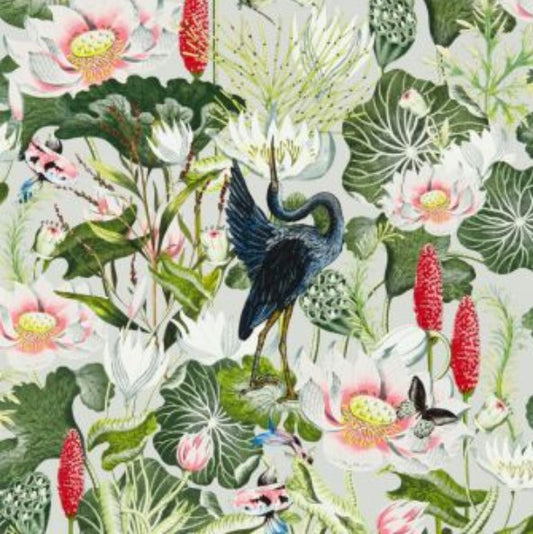 Clarke & Clarke Waterlily Wallpaper - Dove Sample