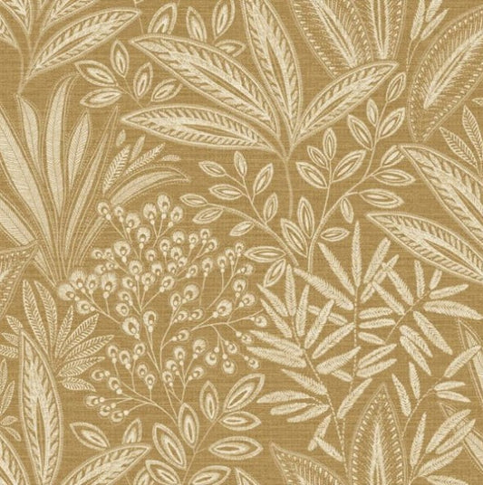 Crown Sahara Leaf Fern Wallpaper - Ochre Sample