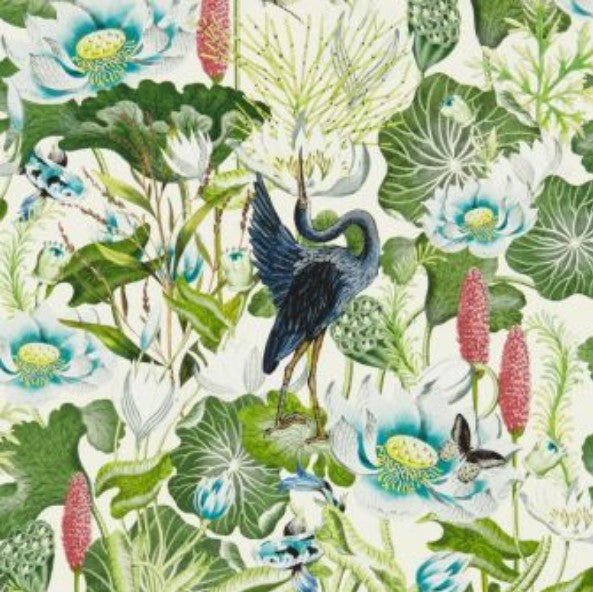 Clarke & Clarke Waterlily Wallpaper - Ivory Sample