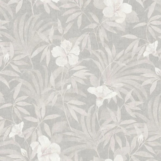 Cuba Floral Trail Wallpaper Warm Grey Sample