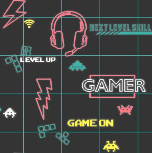 Kids Gamer Wallpaper - Black/Neon Pink Sample