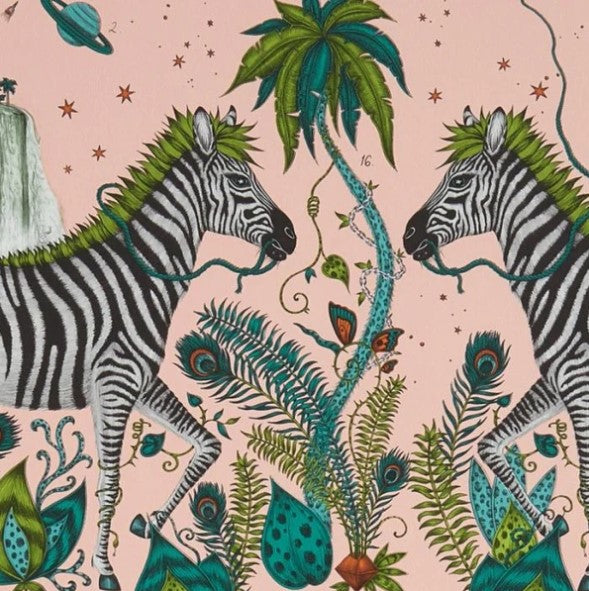 Clarke & Clarke Lost World Wallpaper- Pink Sample