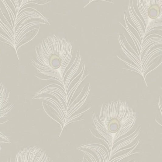 Pavona Peacock Feather Wallpaper Taupe Sample