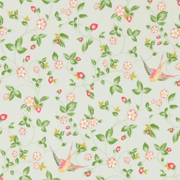 Clarke & Clarke Wild Strawberry Wallpaper - Dove Sample