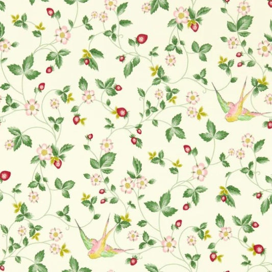 Clarke & Clarke Wild Strawberry Wallpaper - Ivory Sample
