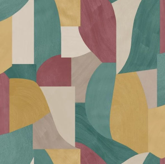 Ennedi Geometric Maroon Ochre Wallpaper Sample