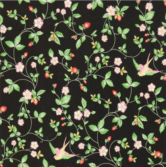 Clarke & Clarke Wild Strawberry Wallpaper - Noir Sample