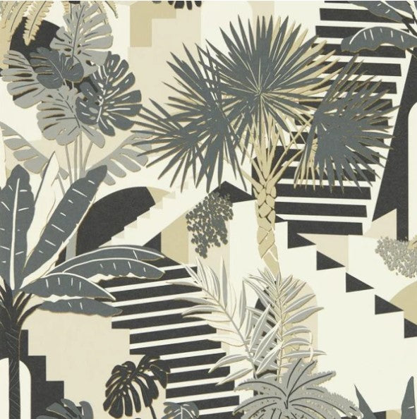 Clarke & Clarke Malindi Wallpaper - Charcoal Sample