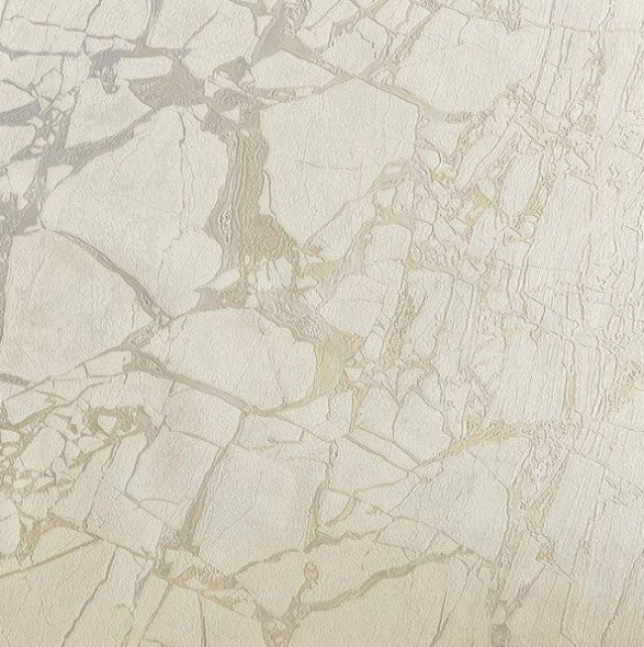 Enzo Metallic Marble Wallpaper - Ivory Sample