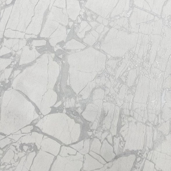 Enzo Metallic Marble Wallpaper White and Silver Sample