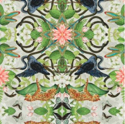 Clarke & Clarke Wonderlust Tea Story Wallpaper - Dove Sample