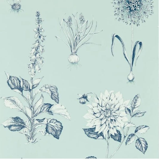 Clarke & Clarke Roseraie Wallpaper - Seaglass Sample