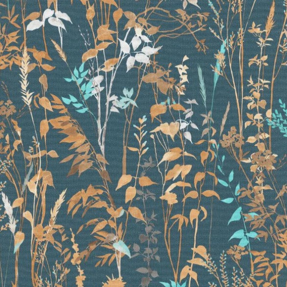 Watercolour Wild Flower Wallpaper Navy Sample
