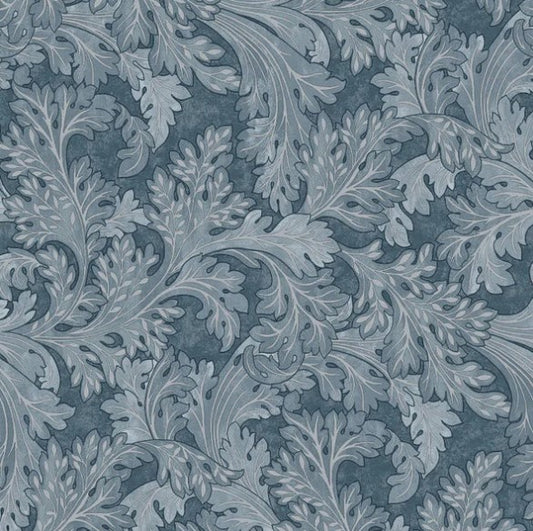 Whispering Botanical Scroll Wallpaper - Navy Sample