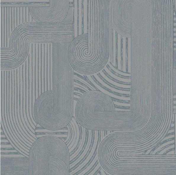 Macrame Geometric Metallic Wallpaper - Blue Sample