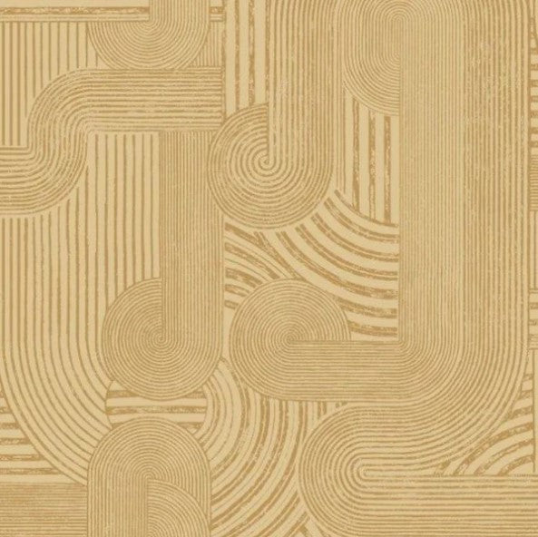 Macrame Geometric Metallic Wallpaper - Ochre Sample
