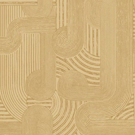 Macrame Geometric Metallic Wallpaper - Ochre Sample