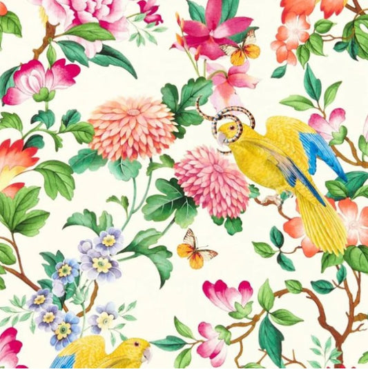 Clarke & Clarke Golden Parrot Wallpaper - Ivory Sample