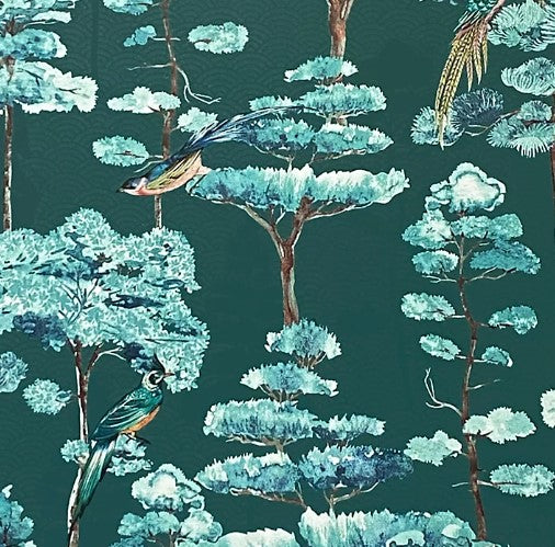 Oriental Oasis Emerald Green Wallpaper Sample