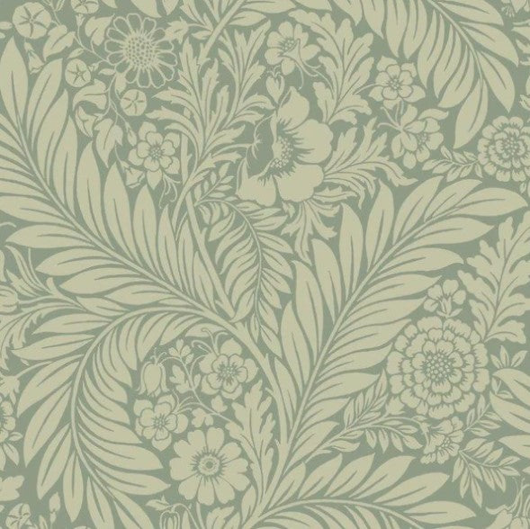 Florence Floral Leaf Wallpaper Green Sample