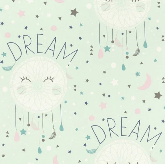 Rasch Bambino Dreamcatchers and Stars Wallpaper - Green Sample