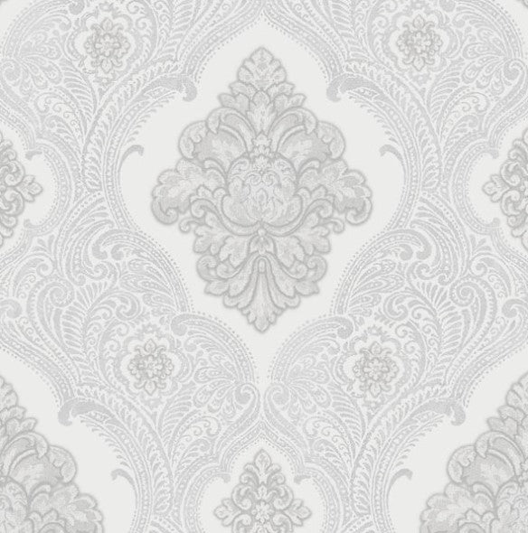 Rasch Ravella Damask Wallpaper - Silver Sample