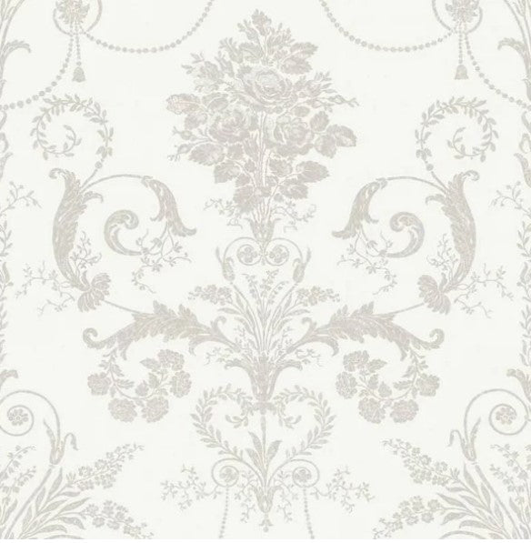 Laura Ashley Josette Dove Grey/White Wallpaper Sample