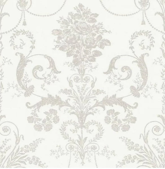 Laura Ashley Josette Dove Grey/White Wallpaper Sample