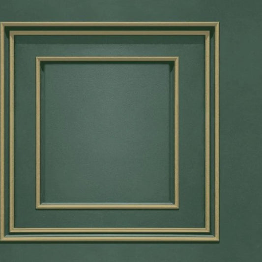 Forbidden Fruit Square Panelled Wallpaper Green/Gold Sample