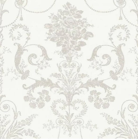 Laura Ashley Josette White/Dove Grey Wallpaper Sample