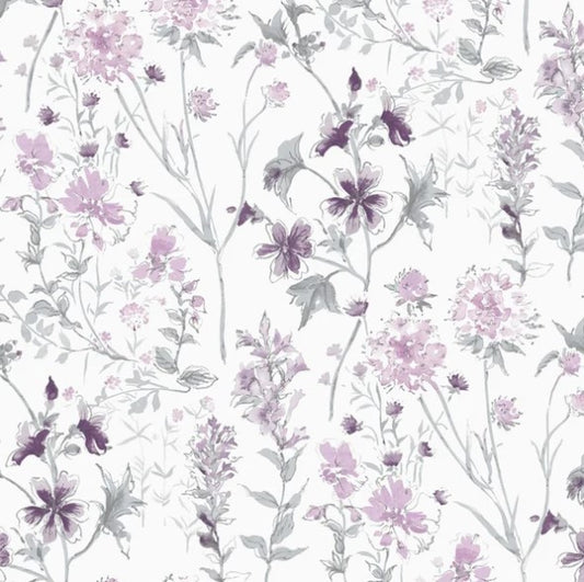 Laura Ashley Wild Meadow Pale Iris Wallpaper Sample