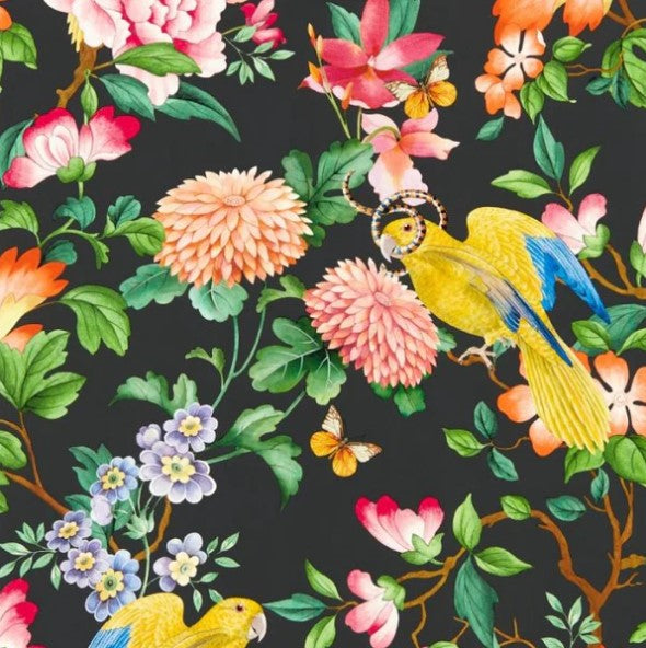Clarke & Clarke Golden Parrot Wallpaper - Noir Sample