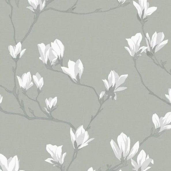 Laura Ashley Magnolia Grove Slate Wallpaper Sample