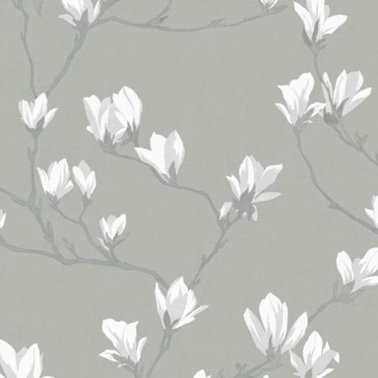 Laura Ashley Magnolia Grove Slate Wallpaper Sample