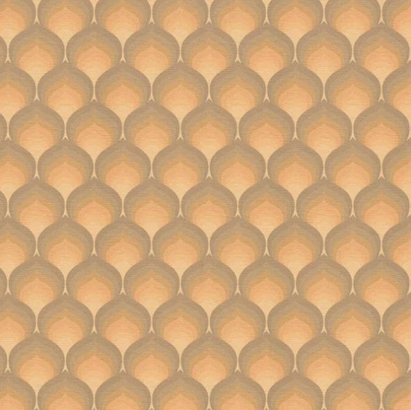 Retro Chic Flame Wallpaper - Brown & Ochre Sample