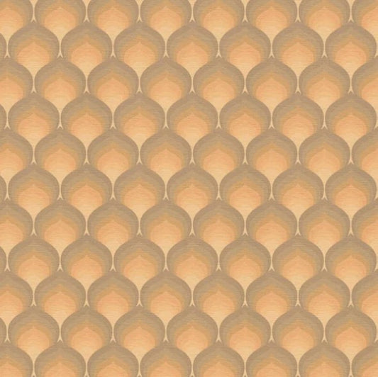 Retro Chic Flame Wallpaper - Brown & Ochre Sample